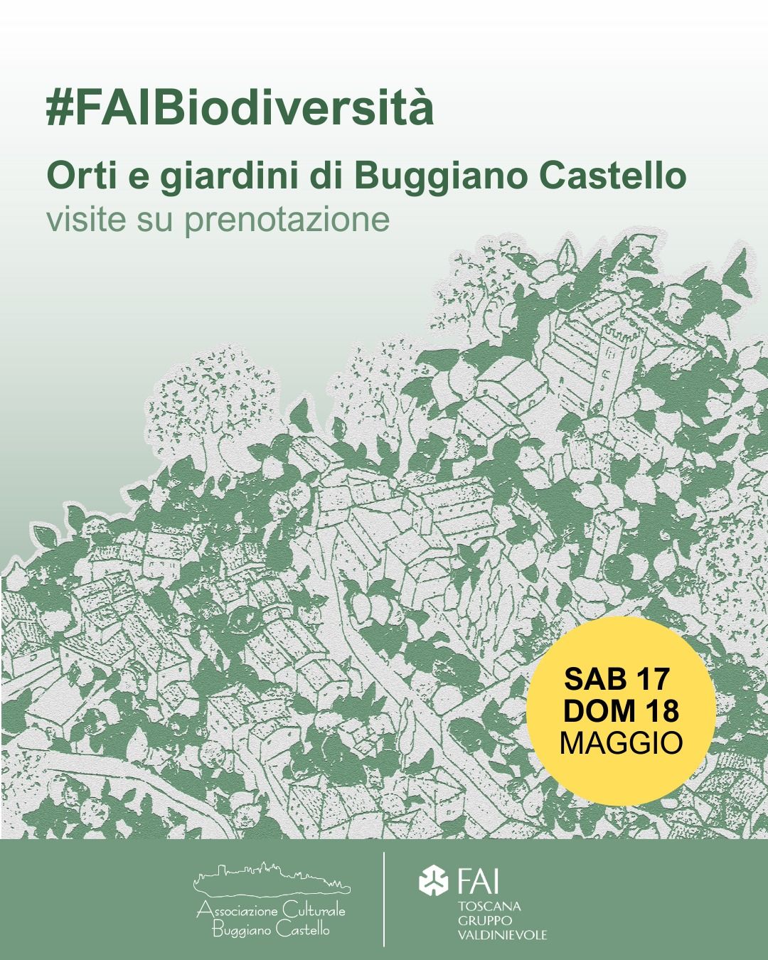 🌿LE PASSEGGIATE NELLA BIODIVERSITÀ DEGLI ORTI E GIARDINI DI BUGGIANO CASTELLO INIZIANO DOMANI! 🌺
🍊Celebriamo insieme al Gruppo FAI Valdinievole il mese della biodiversità con delle speciali visite accompagnate nel borgo degli agrumi. 🍋
💚Non perderti l'occasione e prenota subito: https://faiprenotazioni.fondoambiente.it/evento/orti-e-giardini-di-buggiano-castello-31785

#FAIBiodiversità #FondoAmbiente #FAI50anni FAI - Fondo per l'Ambiente Italiano