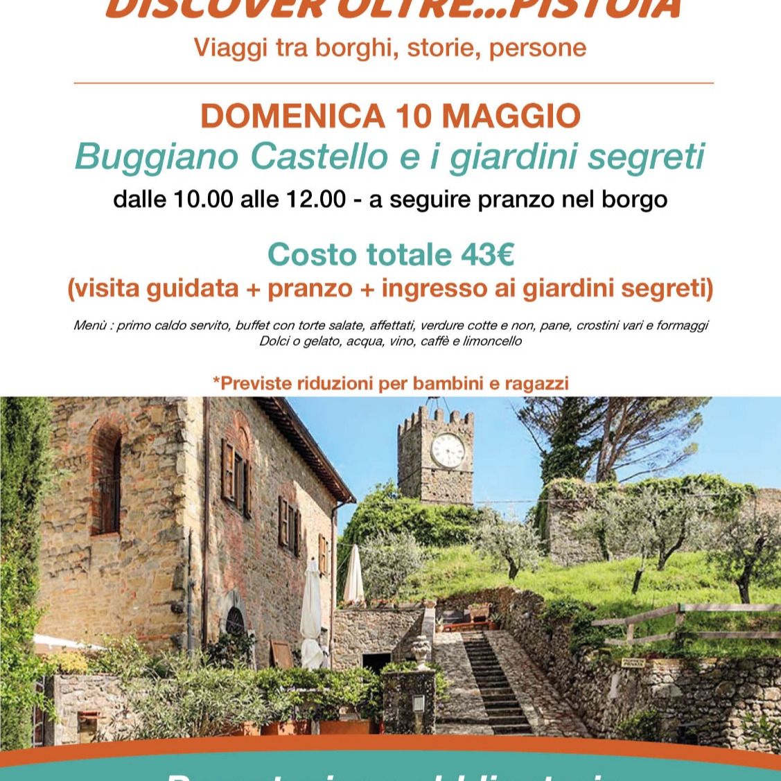Siamo lieti di ospitare una delle tappe di Discover Oltre....Pistoia promosso da Oltre Pistoia-Tour in Toscana e Discover Pistoia.
Domenica 10 maggio, 
solamente prenotando al numero 3401123952.
@visitbuggiano @oltrepistoia_tour #buggianocastello #tuscanygram #toscana