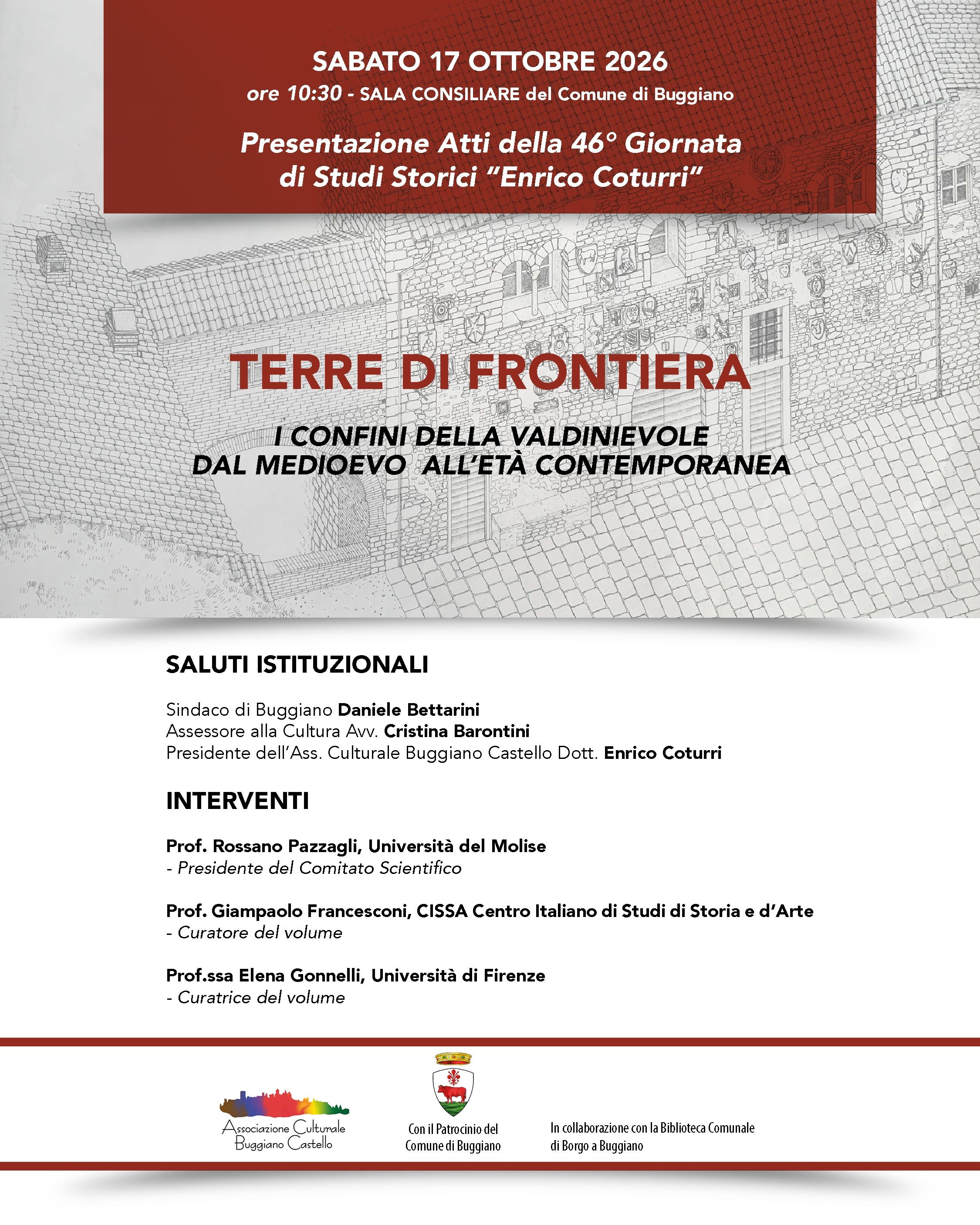 Sabato 17 ottobre alle ore 10,30 nella Sala Consiliare del Comune di Buggiano si terrà la presentazione del volume degli Atti della 46° Giornata di Studi Storici 'Enrico Coturri' tenutasi a giugno 2025. @visitbuggiano @comune_di_buggiano @bibliobuggiano